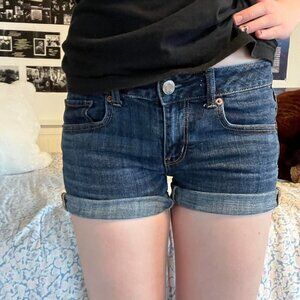 2000s hollister Low rise dark wash denim shorts with...